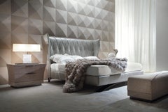 Giorgio 'Alchemy' Upholstered Bed Lizard Printed Leather Wingback Headboard