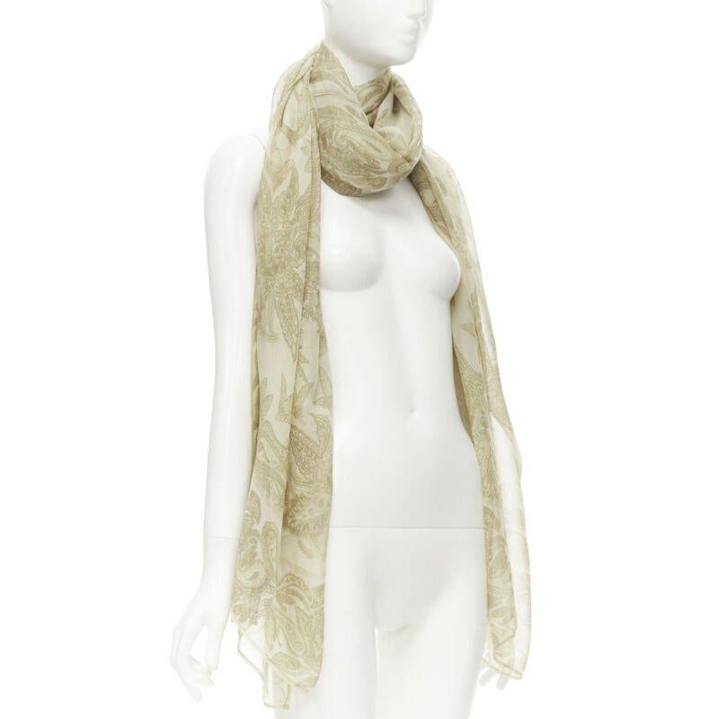 Beige GIORGIO ARMANI  Sciarpa velata in 100% seta beige con stampa floreale in vendita