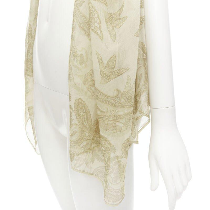 GIORGIO ARMANI  Sciarpa velata in 100% seta beige con stampa floreale in vendita 1