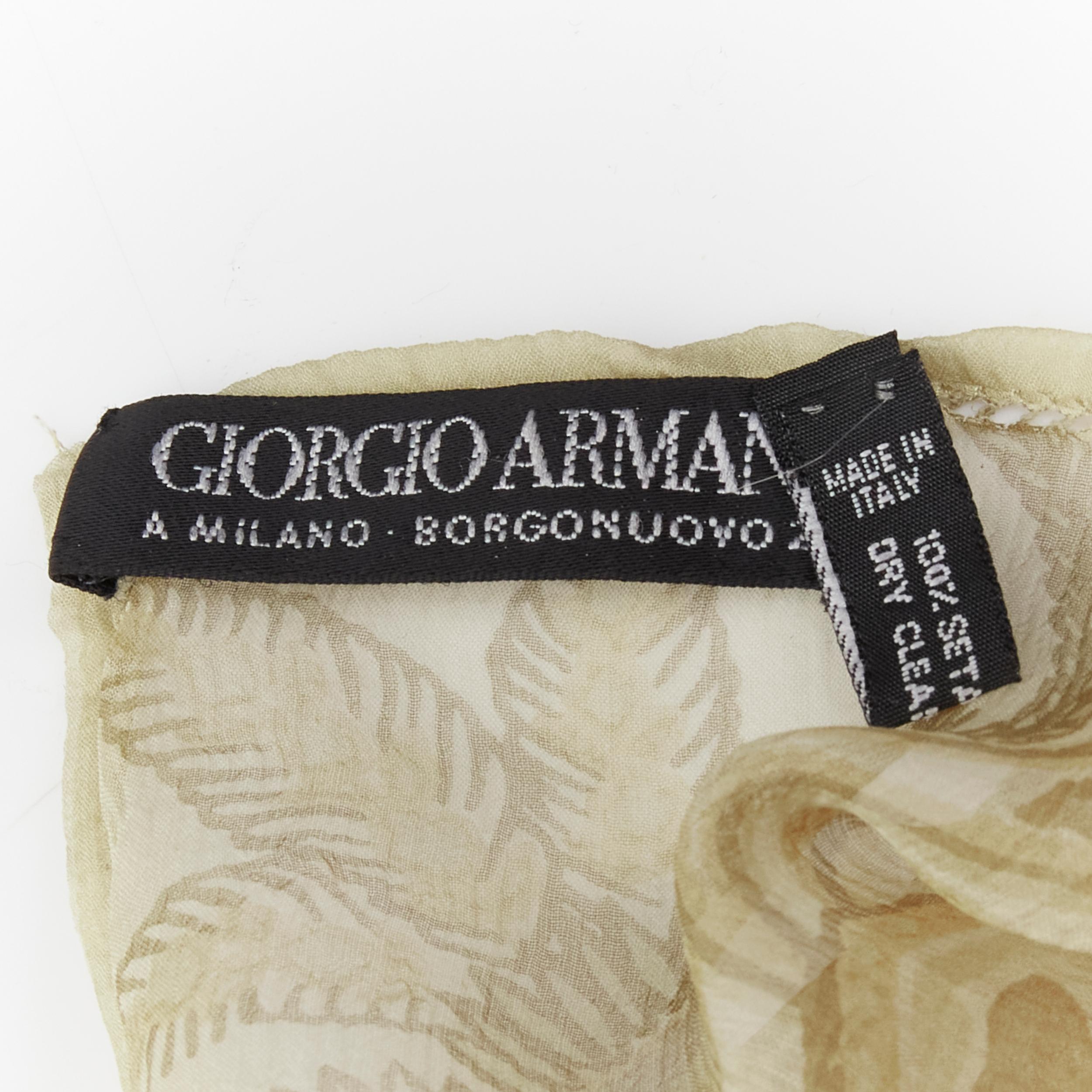 GIORGIO ARMANI  100% silk beige floral print sheer scarf For Sale 1