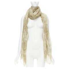 Used GIORGIO ARMANI  100% silk beige floral print sheer scarf