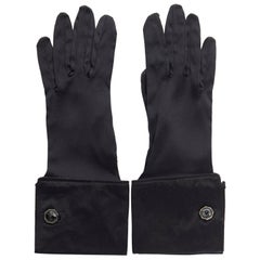 GIORGIO ARMANI 100% silk black jewel cufflink structured cuff evening glove