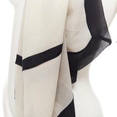 GIORGIO ARMANI 100% silk cream black trim large scarf