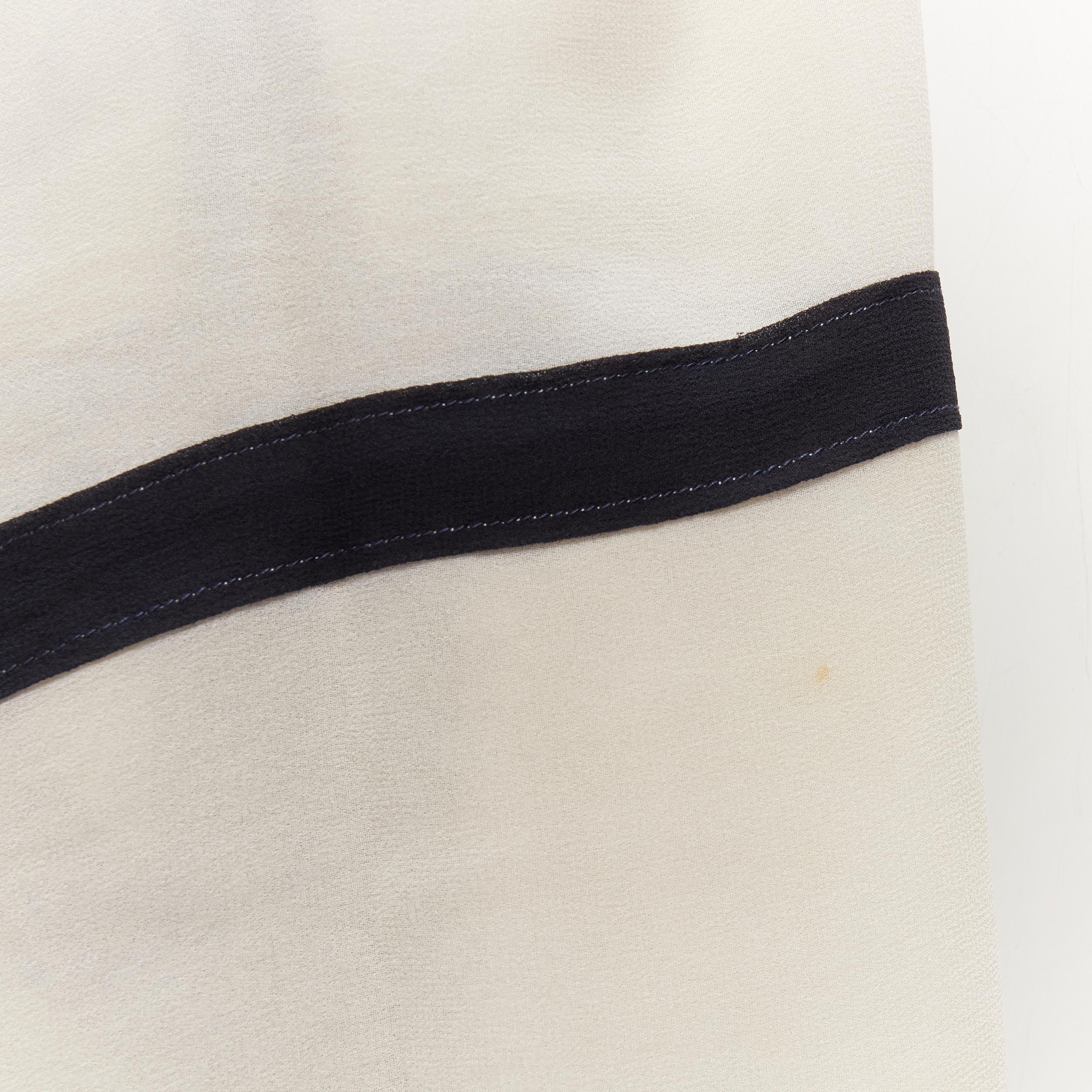 GIORGIO ARMANI 100% silk cream black trim large scarf In Excellent Condition In Hong Kong, NT