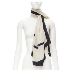GIORGIO ARMANI 100% silk cream black trim large scarf