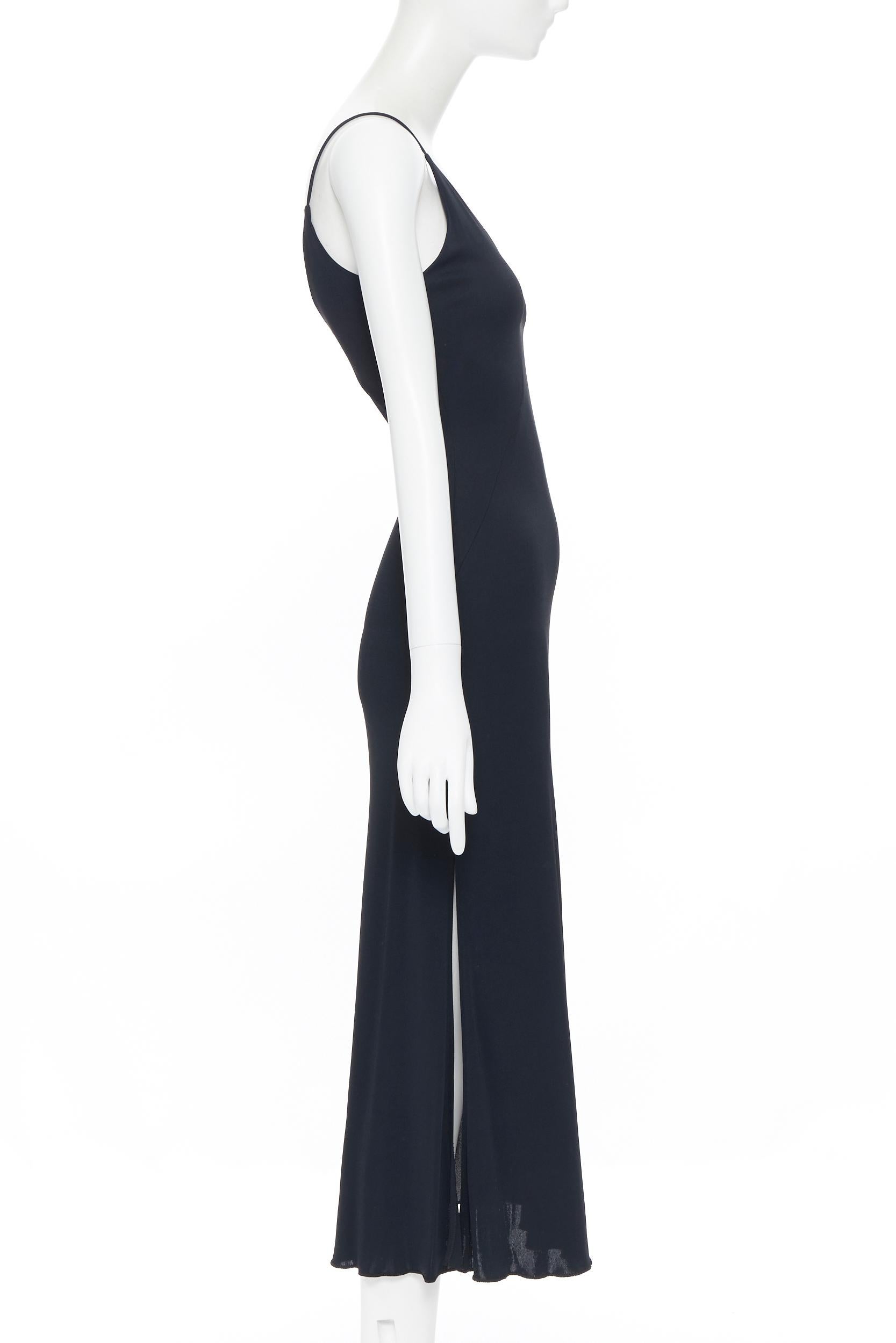 black v neck spaghetti strap dress