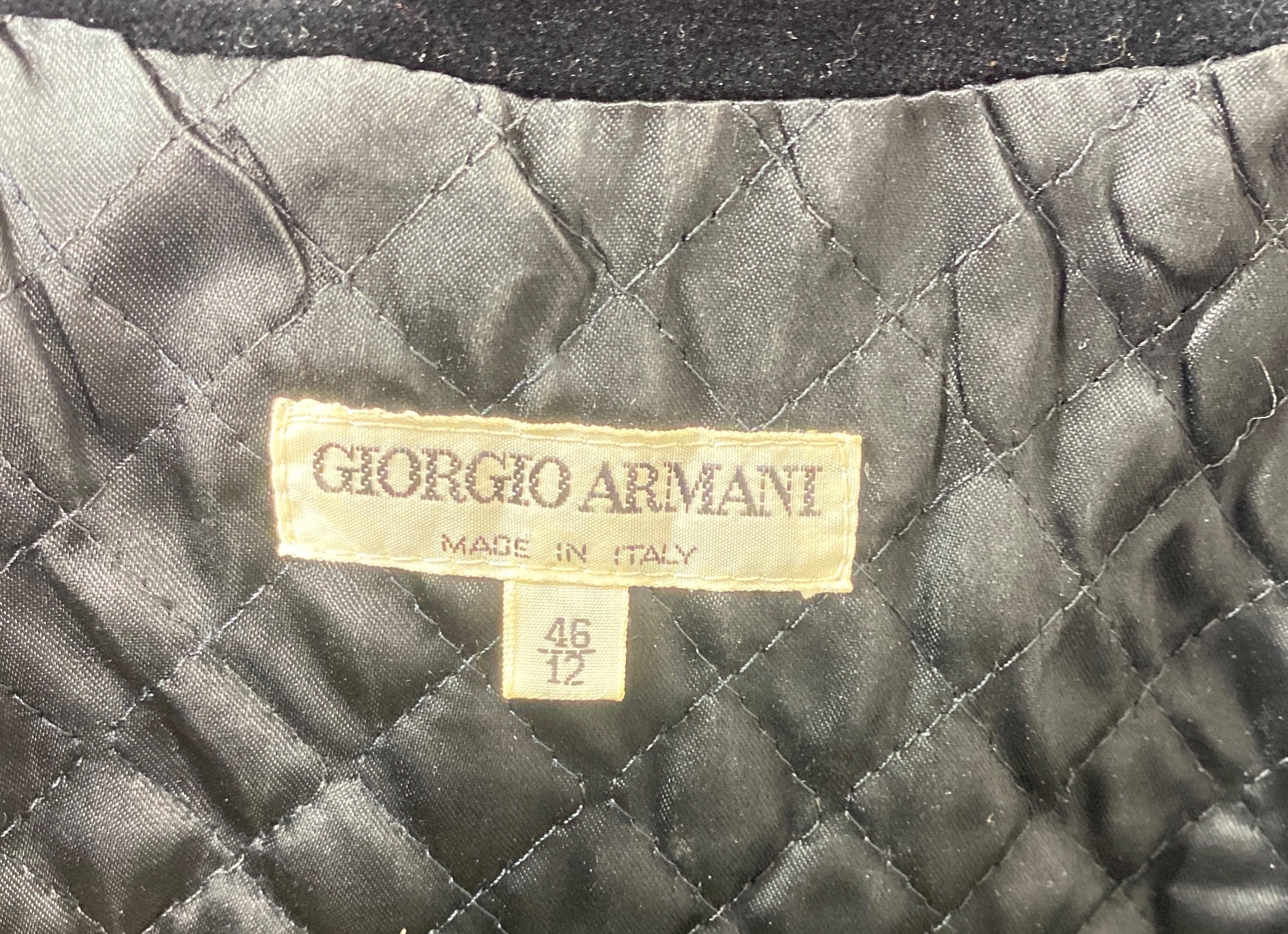 Giorgio Armani 1990’s Black and Ivory Tweed and Velvet Checkered Jacket -Size 46 For Sale 7