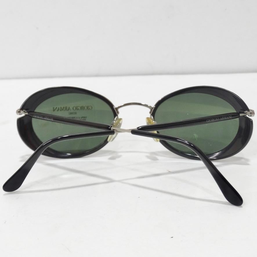 Giorgio Armani 1990 Lunettes de soleil noires et argentées en vente 5