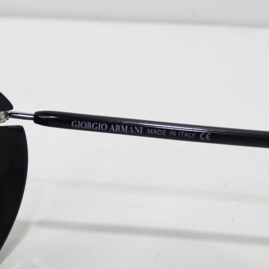 Giorgio Armani 1990 Lunettes de soleil noires et argentées Neuf - En vente à Scottsdale, AZ