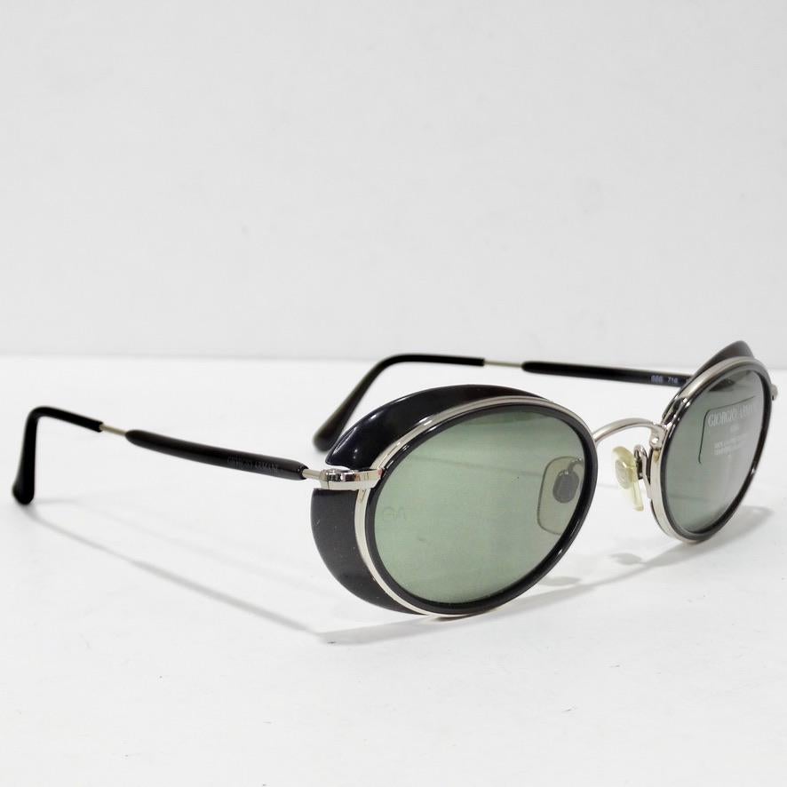 Giorgio Armani 1990s Black Silver Sunglasses For Sale 4