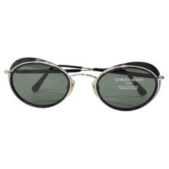 Giorgio Armani 1990s Black Silver Sunglasses