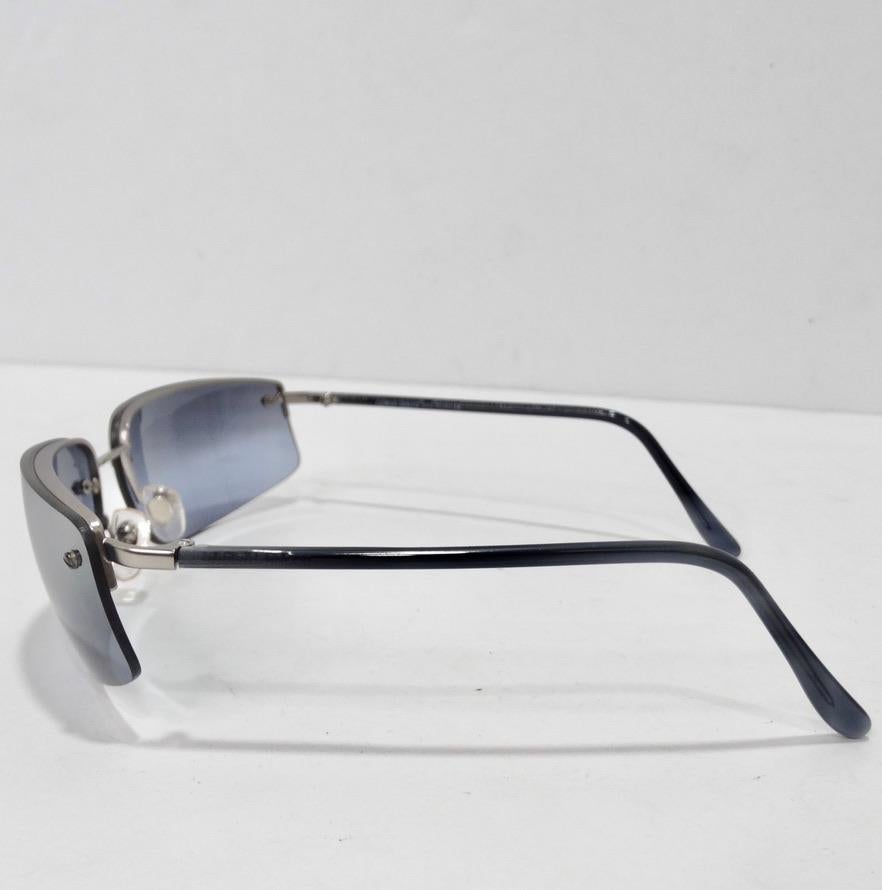 Gris Giorgio Armani 1990 Lunettes de soleil bleues en vente