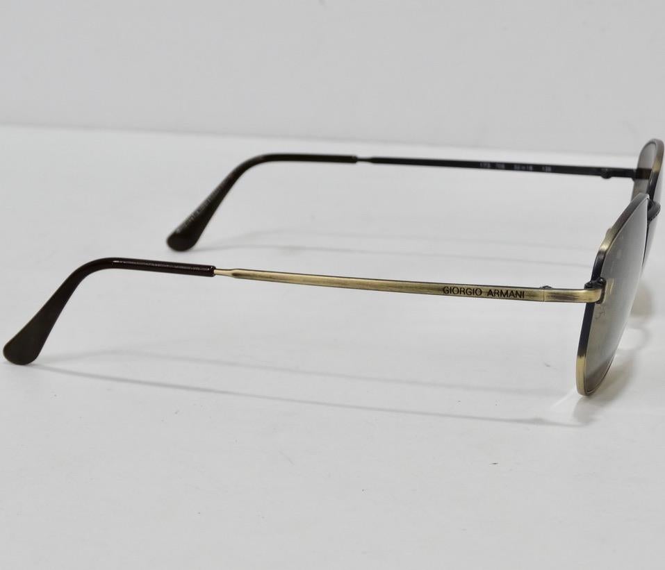 Giorgio Armani 1990s Brown/Gold Sunglasses For Sale 1