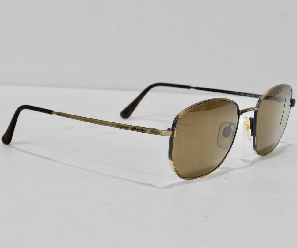 Giorgio Armani 1990s Brown/Gold Sunglasses For Sale 2