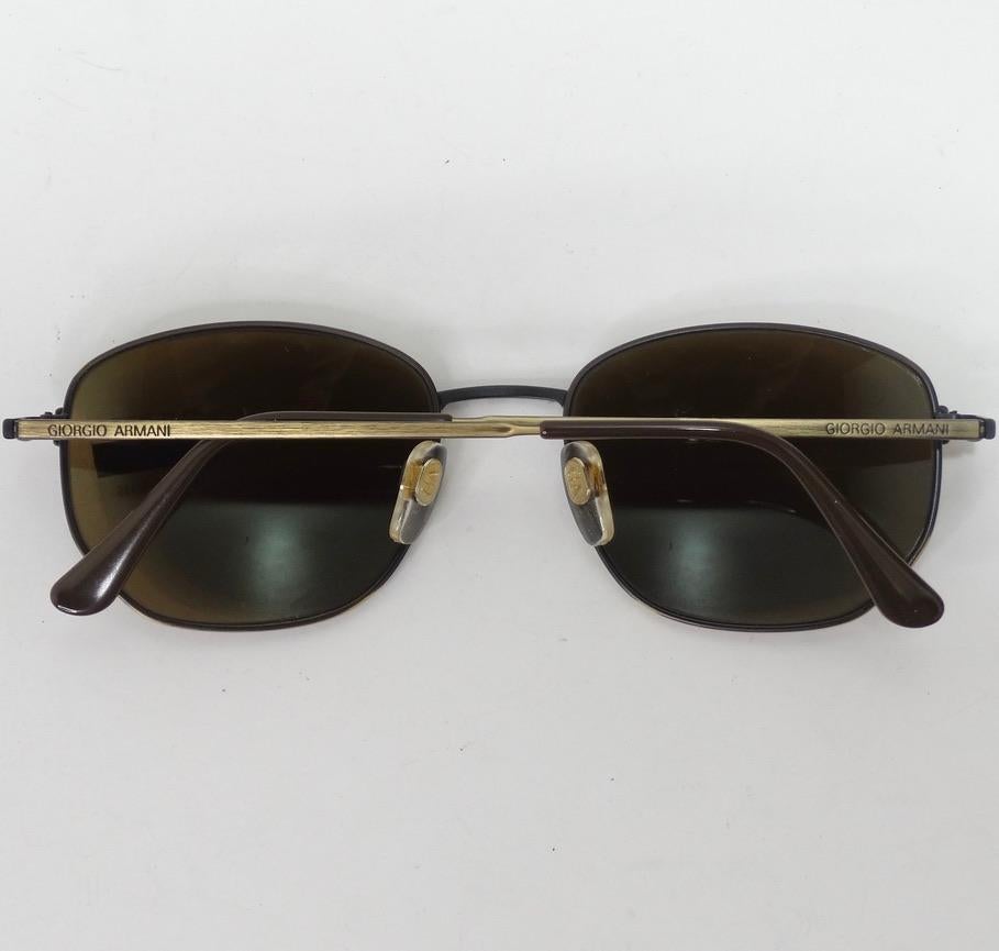 Giorgio Armani - Lunettes de soleil marron/dorées, années 1990 en vente 2