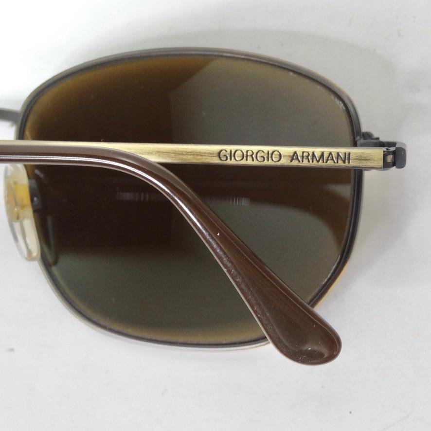 Giorgio Armani - Lunettes de soleil marron/dorées, années 1990 en vente 3