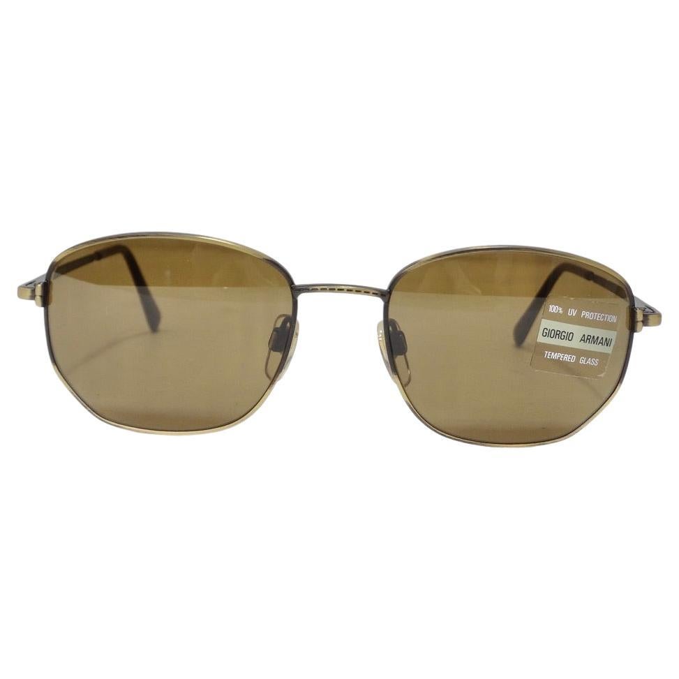 Giorgio Armani 1990s Brown/Gold Sunglasses For Sale