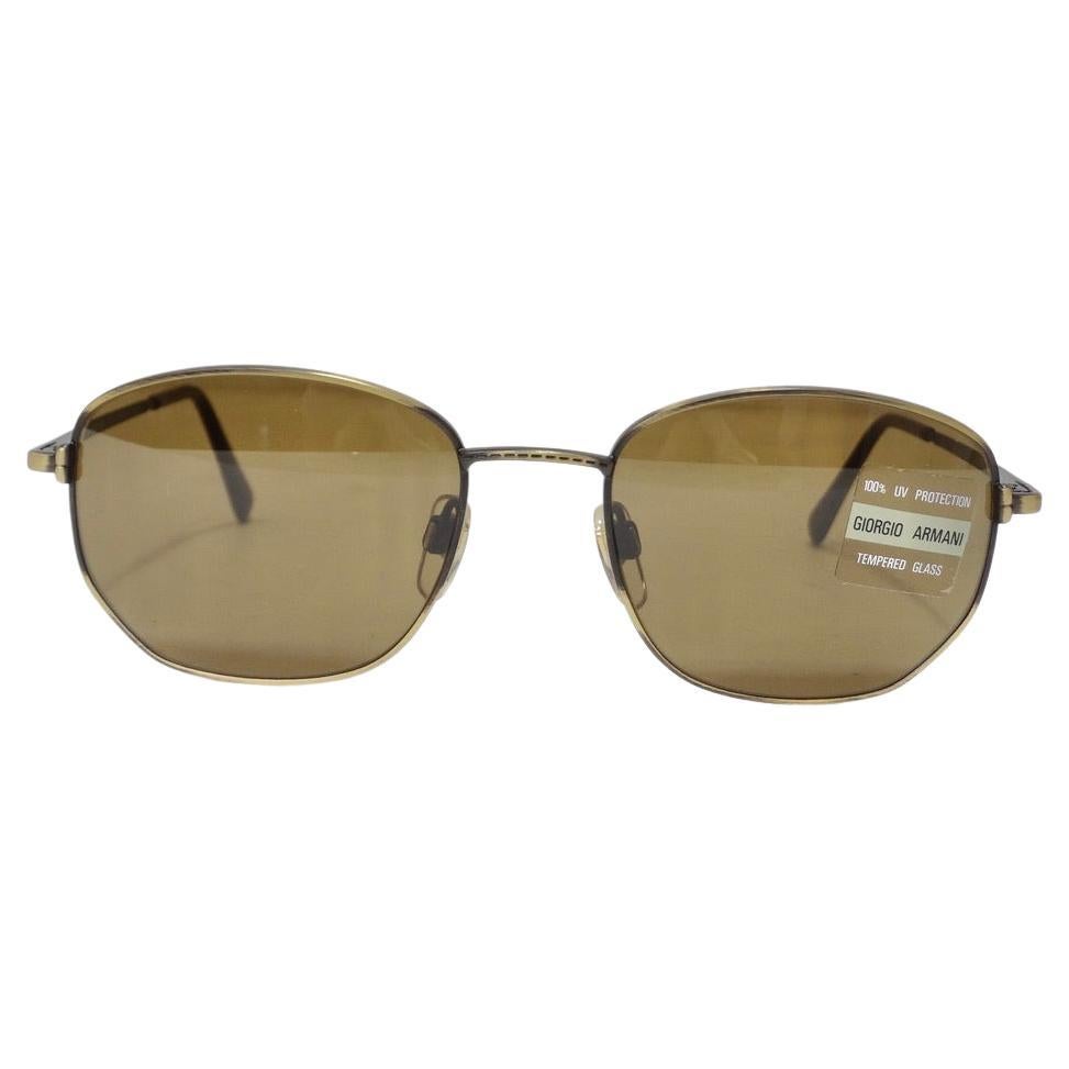 Giorgio Armani 1990er Braune/Goldene Sonnenbrille