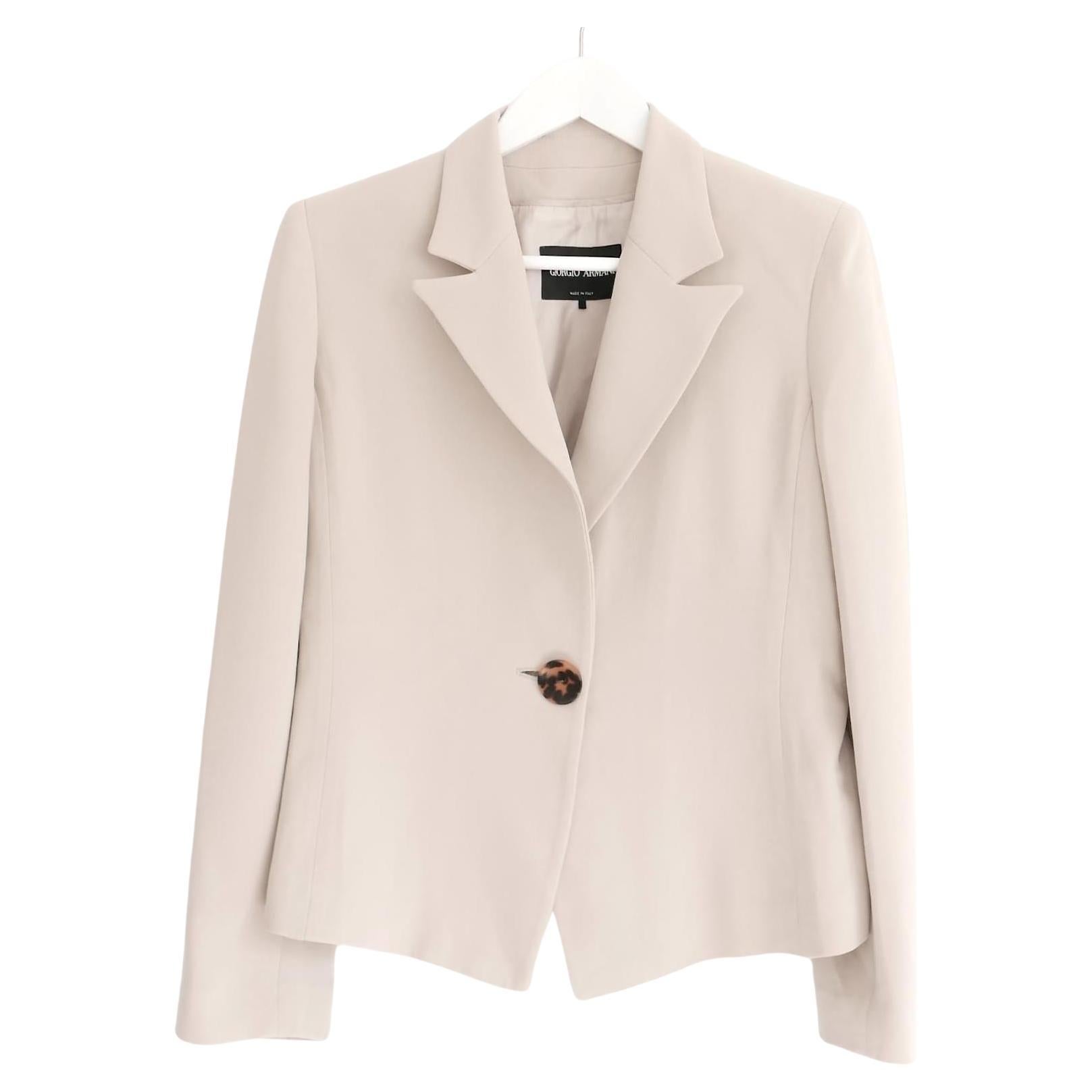 Giorgio Armani 2000s Beige Single Button Blazer Jacket For Sale