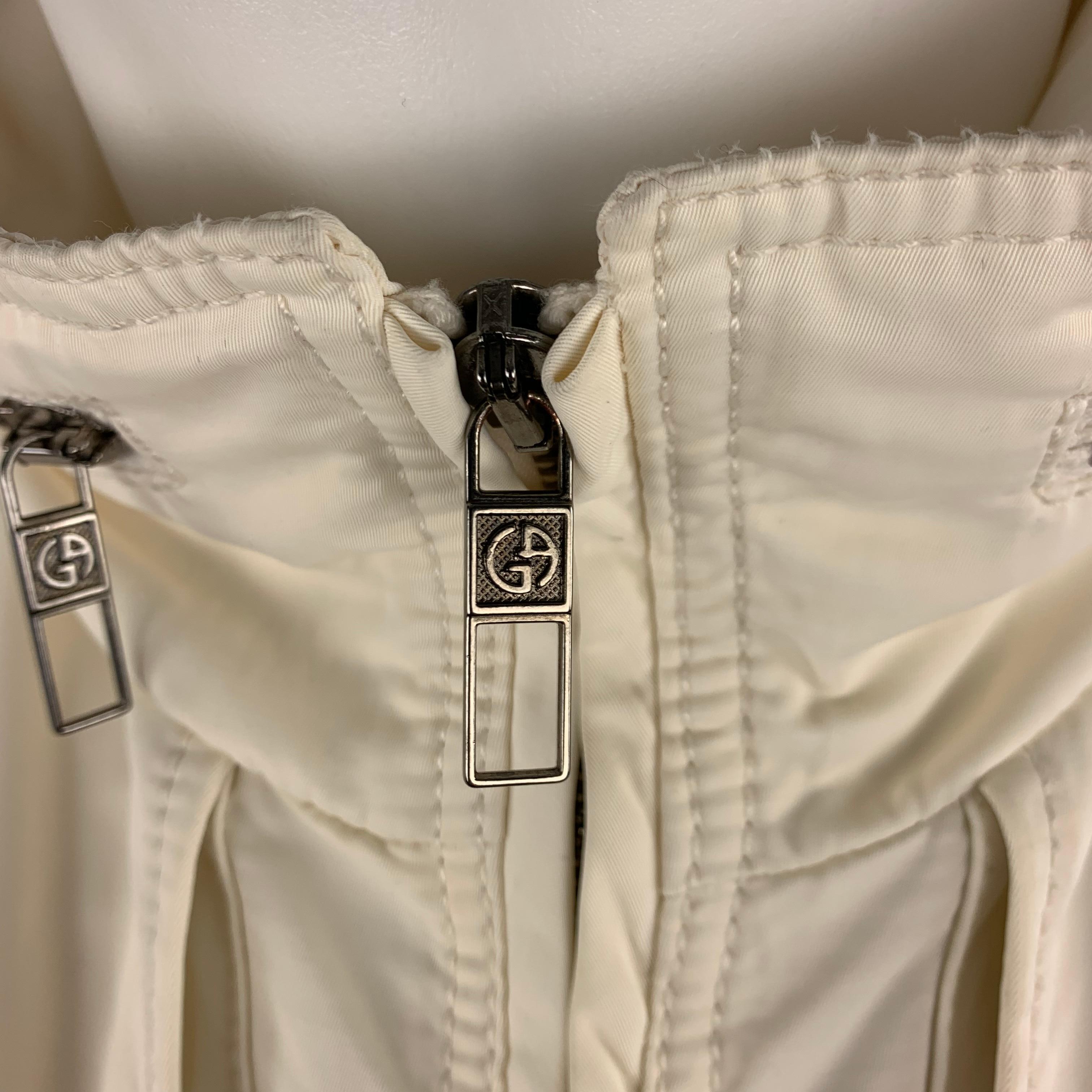 White GIORGIO ARMANI 38 Size 38 Cream Cotton / Nylon Zip Fly Jacket