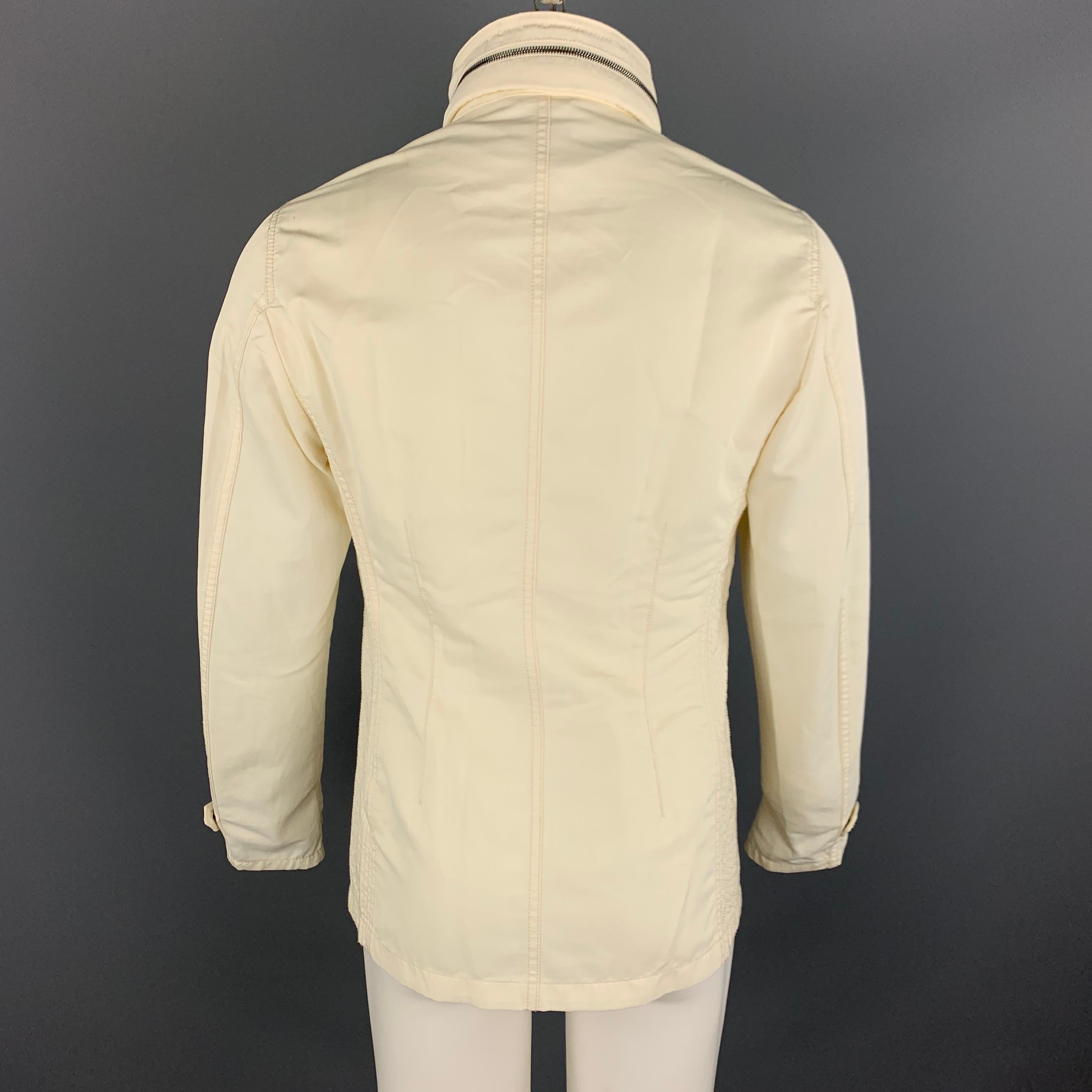 GIORGIO ARMANI 38 Size 38 Cream Cotton / Nylon Zip Fly Jacket In Excellent Condition In San Francisco, CA