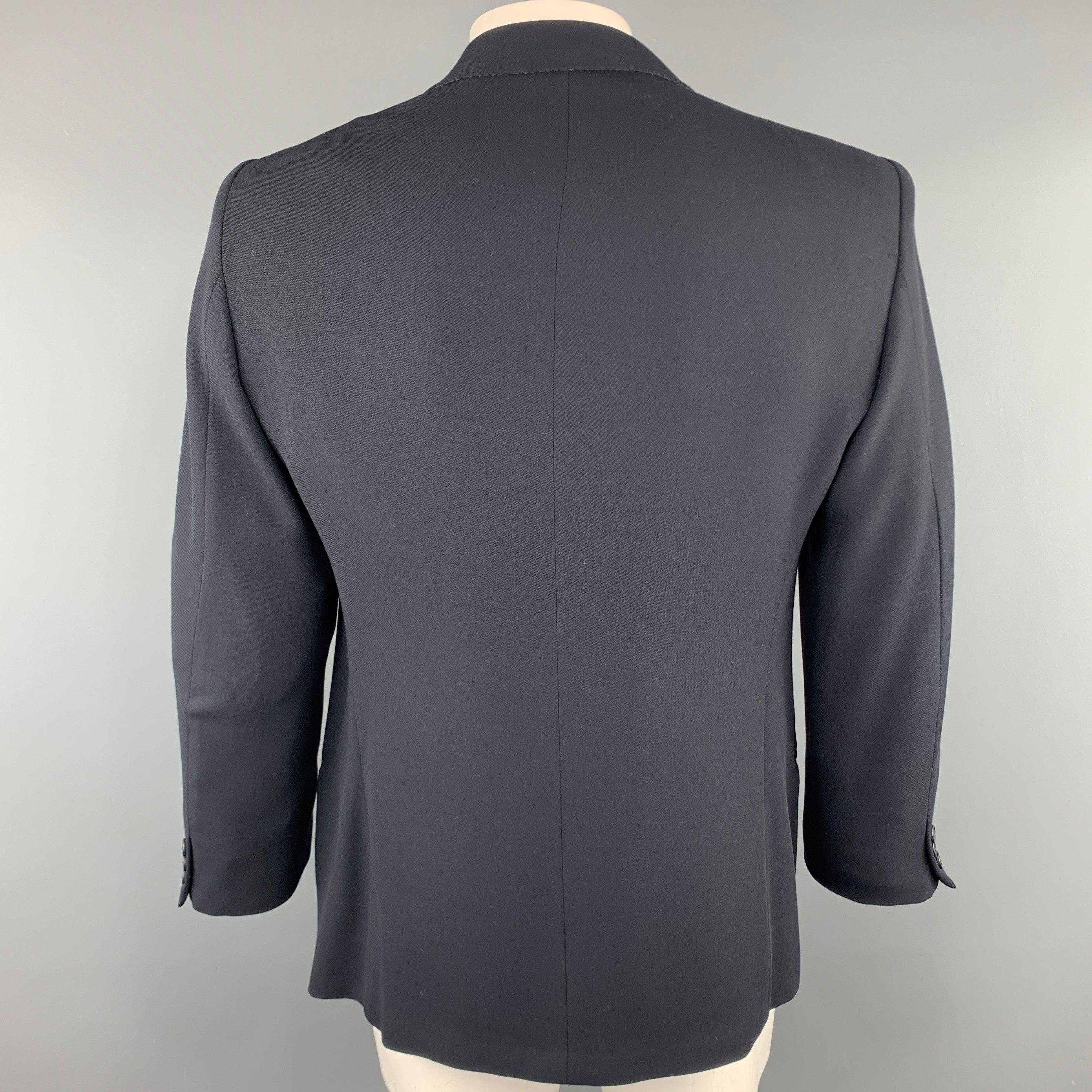 Men's GIORGIO ARMANI 40 Navy Solid Wool Notch Lapel  Sport Coat For Sale