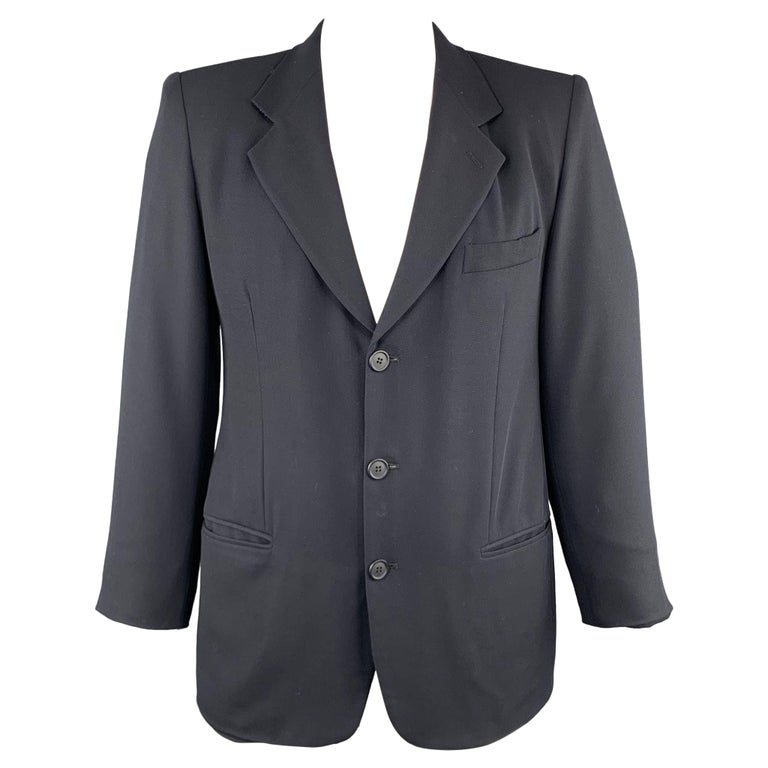 GIORGIO ARMANI 40 Navy Solid Wool Notch Lapel Sport Coat For Sale at ...