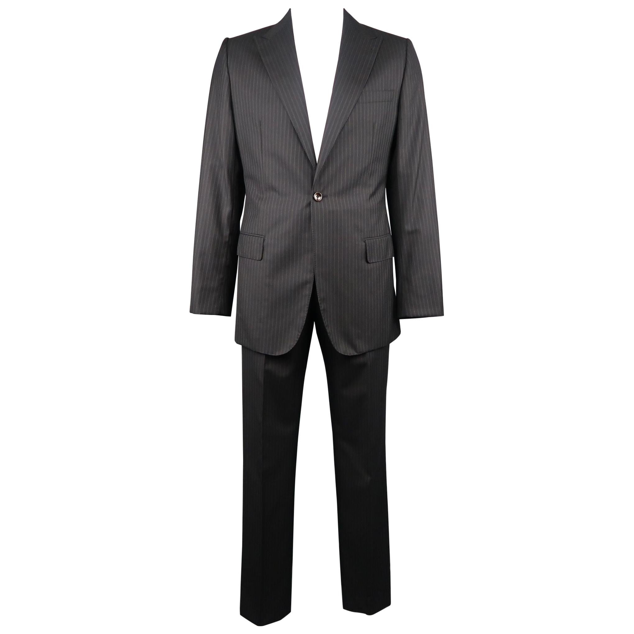 GIORGIO ARMANI 44 Regular Charcoal Stripe Wool Peak Lapel 2 pc Suit at ...