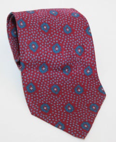 Giorgio Armani Vintage Abstract Silk Tie in Dark Red and Blue