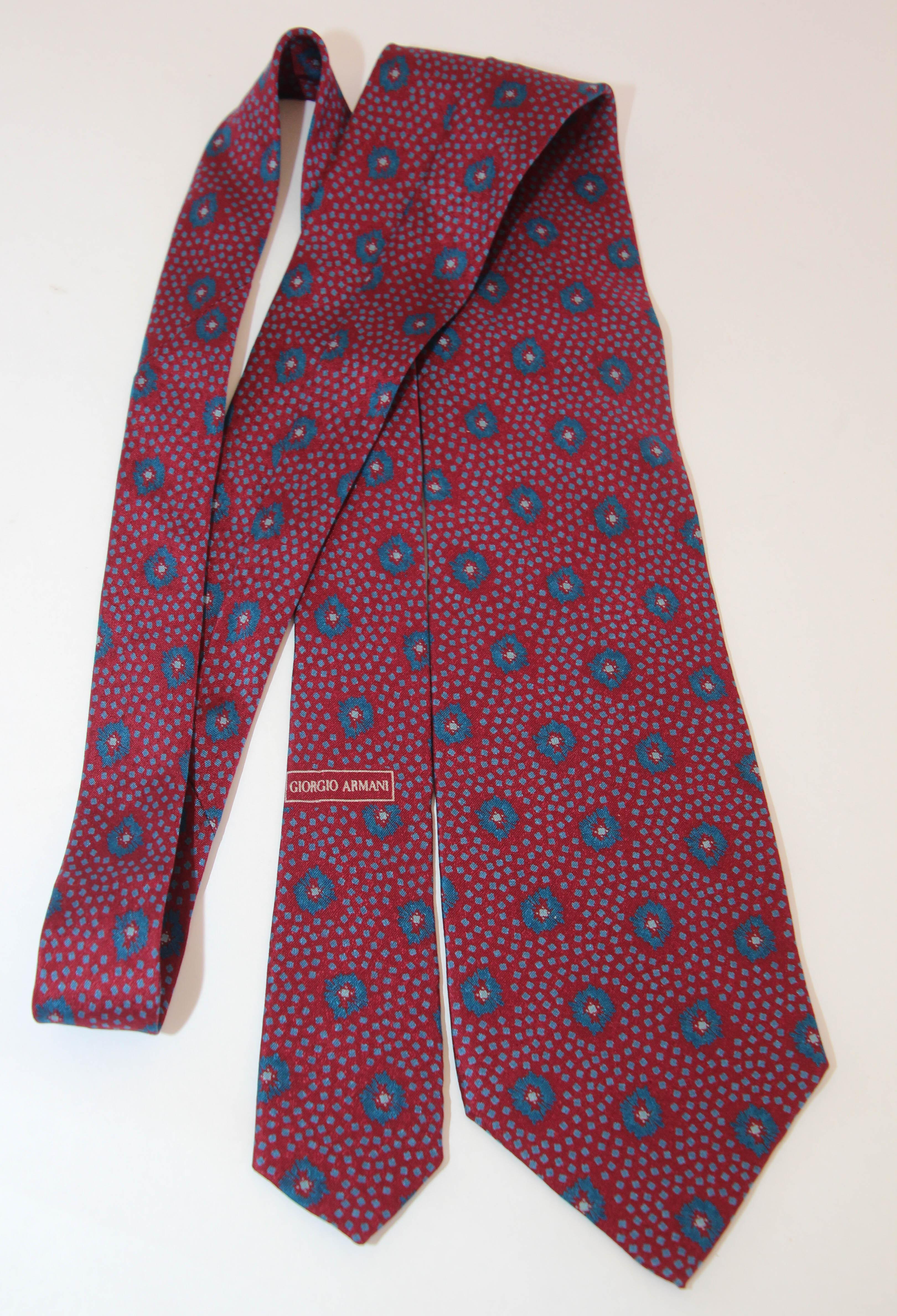 Marron GIORGIO ARMANI Cravate en soie abstraite fabriquée en Italie en vente