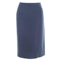 Giorgio Armani Aegean Blue Crepe Silk Pencil Skirt L