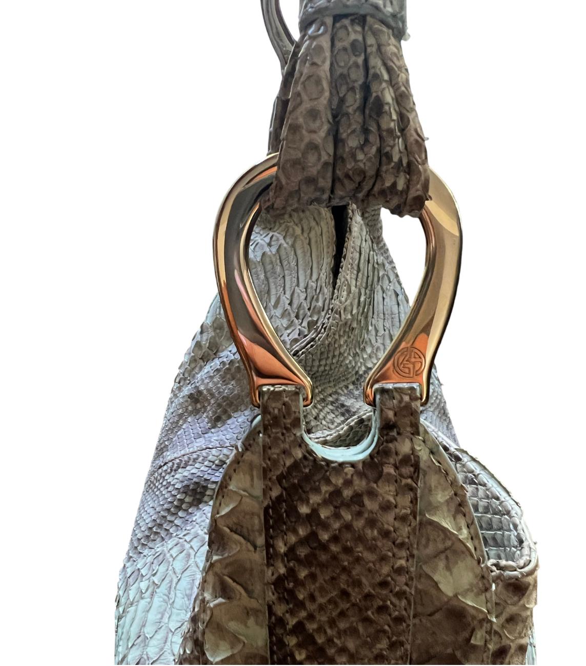 Gray Giorgio Armani Animal Skin Shoulder Bag For Sale