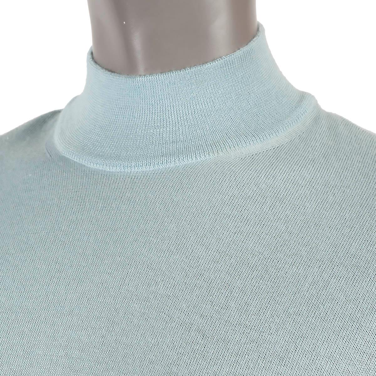 GIORGIO ARMANI aqua blue cashmere silk MOCK NECK Sweater 40 S For Sale 1