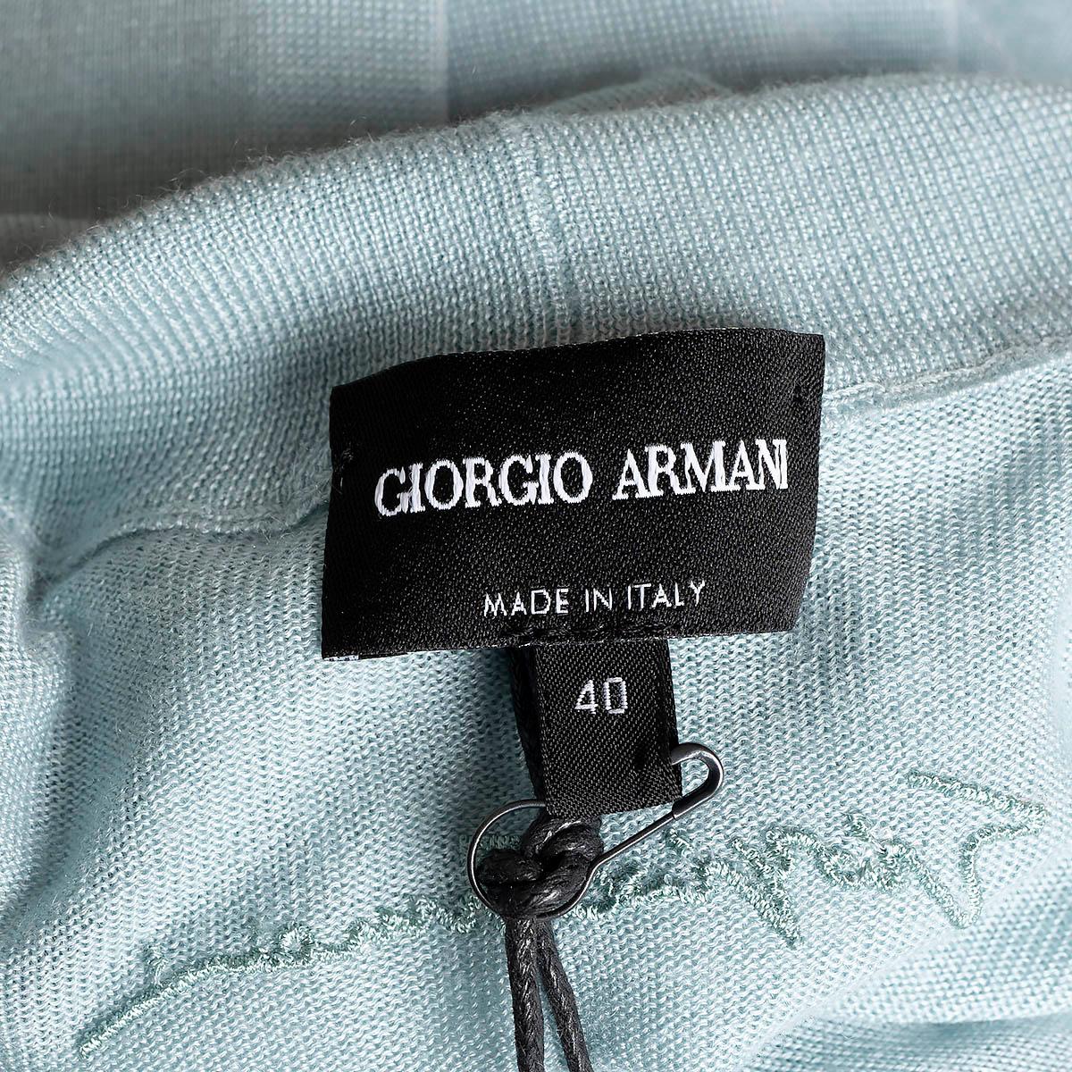 GIORGIO ARMANI aqua blue cashmere silk MOCK NECK Sweater 40 S For Sale 3