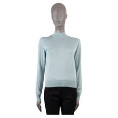 GIORGIO ARMANI aqua blue cashmere silk MOCK NECK Sweater 40 S