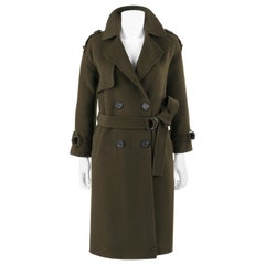 GIORGIO ARMANI Army Green Double Breasted Cashmere Military Belted Jacket Coat