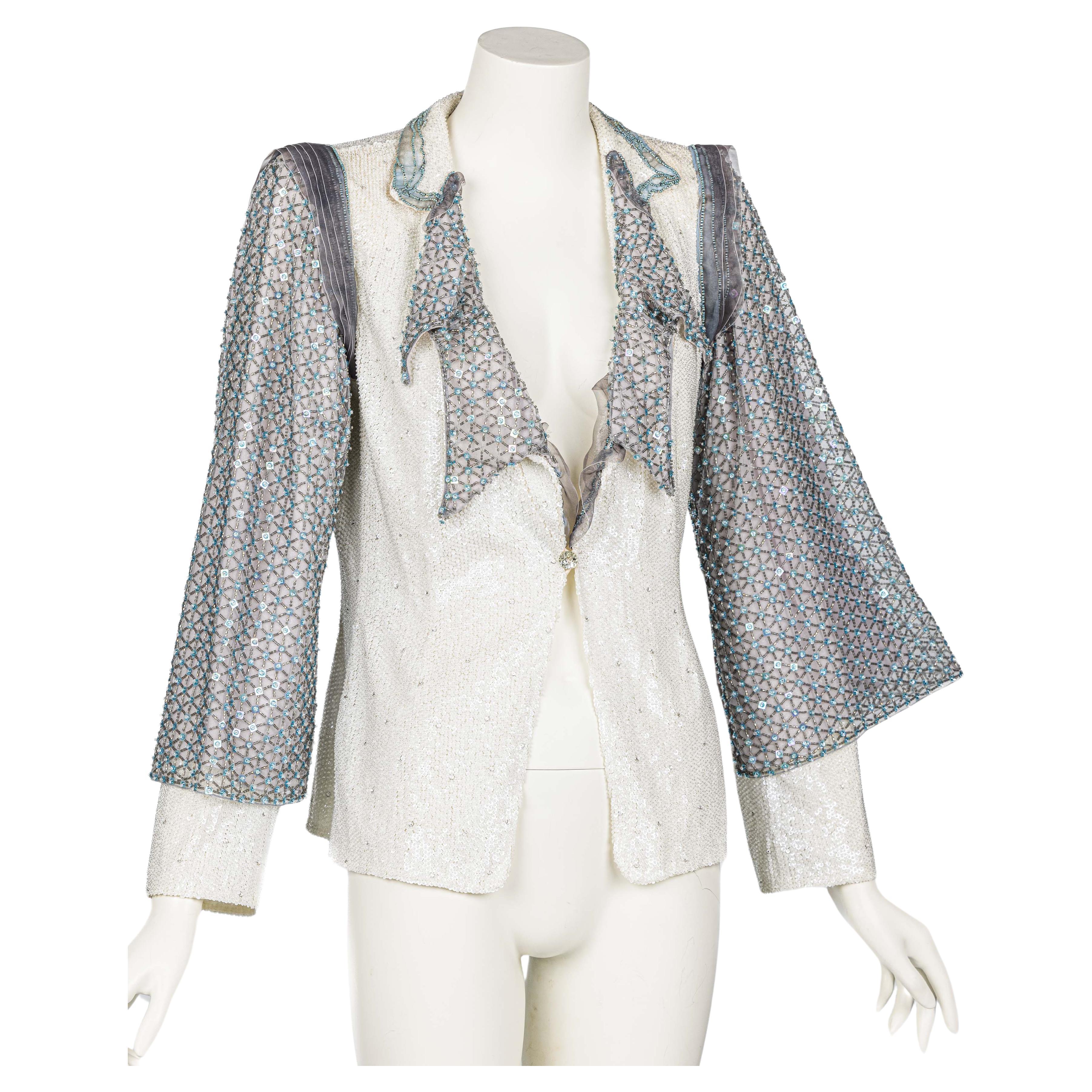 Giorgio Armani Beaded Crystal & Sequin Jacket In Excellent Condition For Sale In Boca Raton, FL