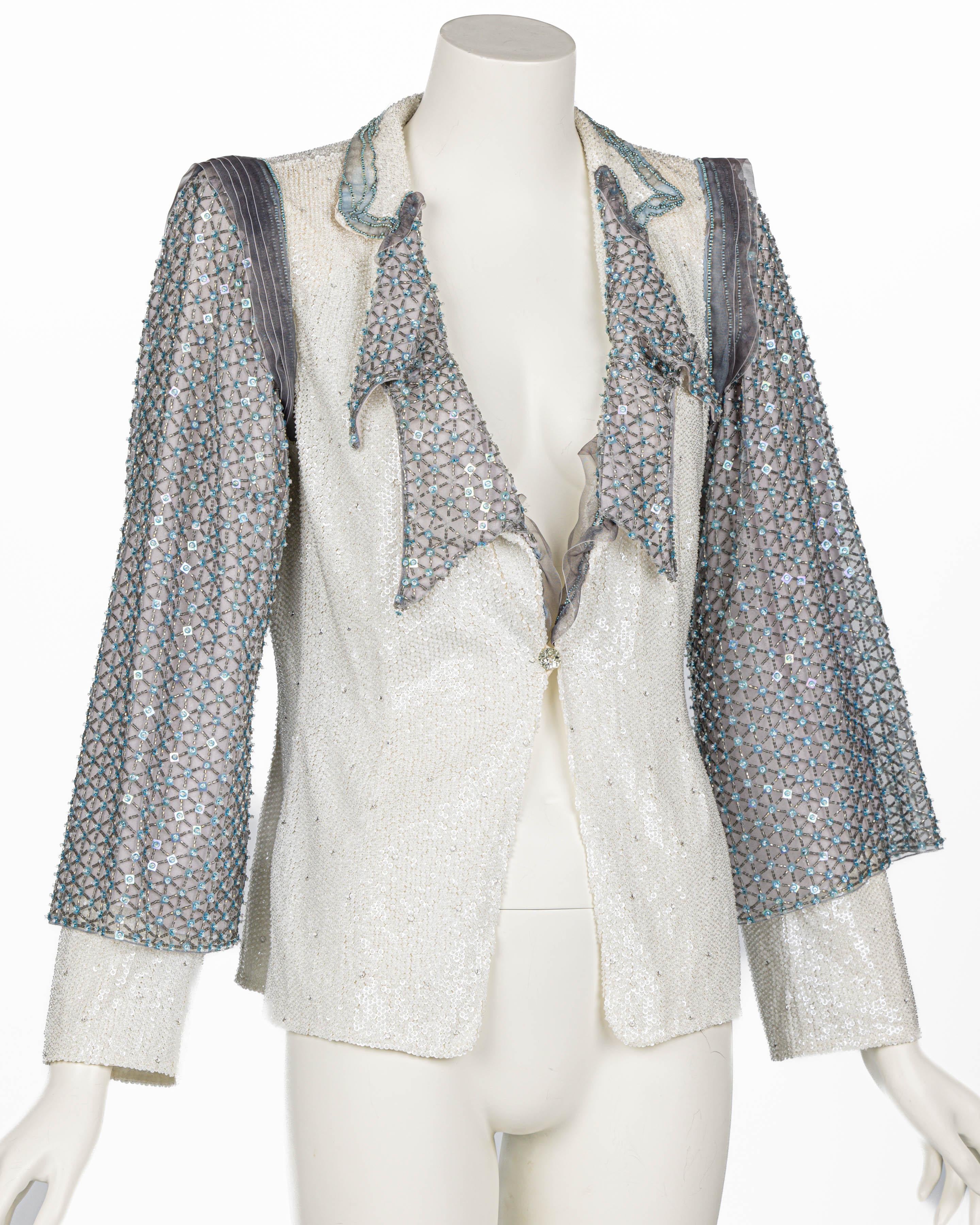 Women's Giorgio Armani Beaded Crystal & Sequin Jacket For Sale