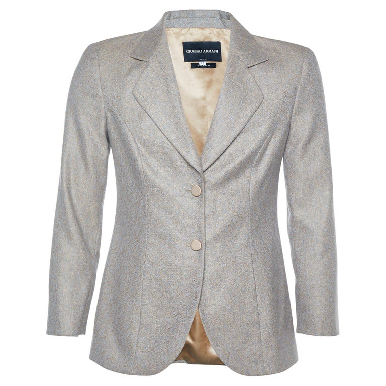 Giorgio Armani Beige Cashmere Button Front Blazer M For Sale at 1stDibs