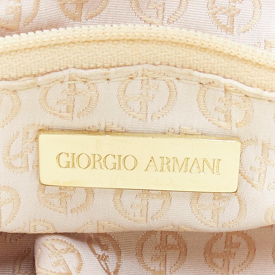 GIORGIO ARMANI beige coated scaled leather gold buckle side belt top handle bag For Sale 6