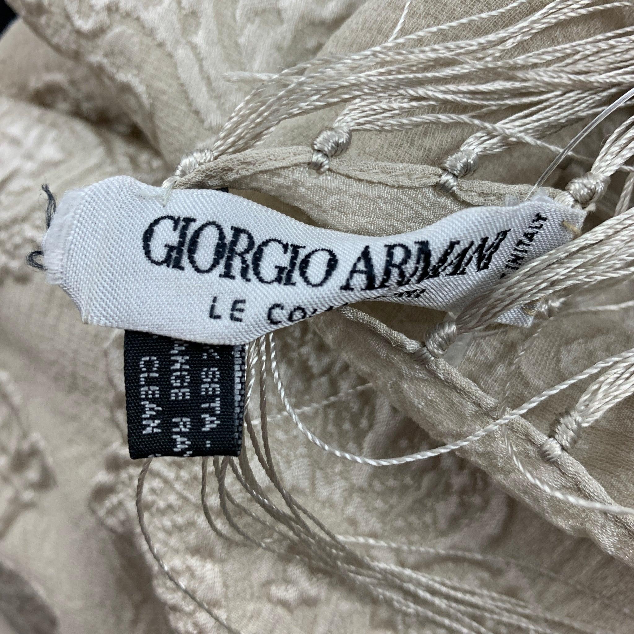 Women's GIORGIO ARMANI Beige Jacquard Silk Fringe Shawl For Sale