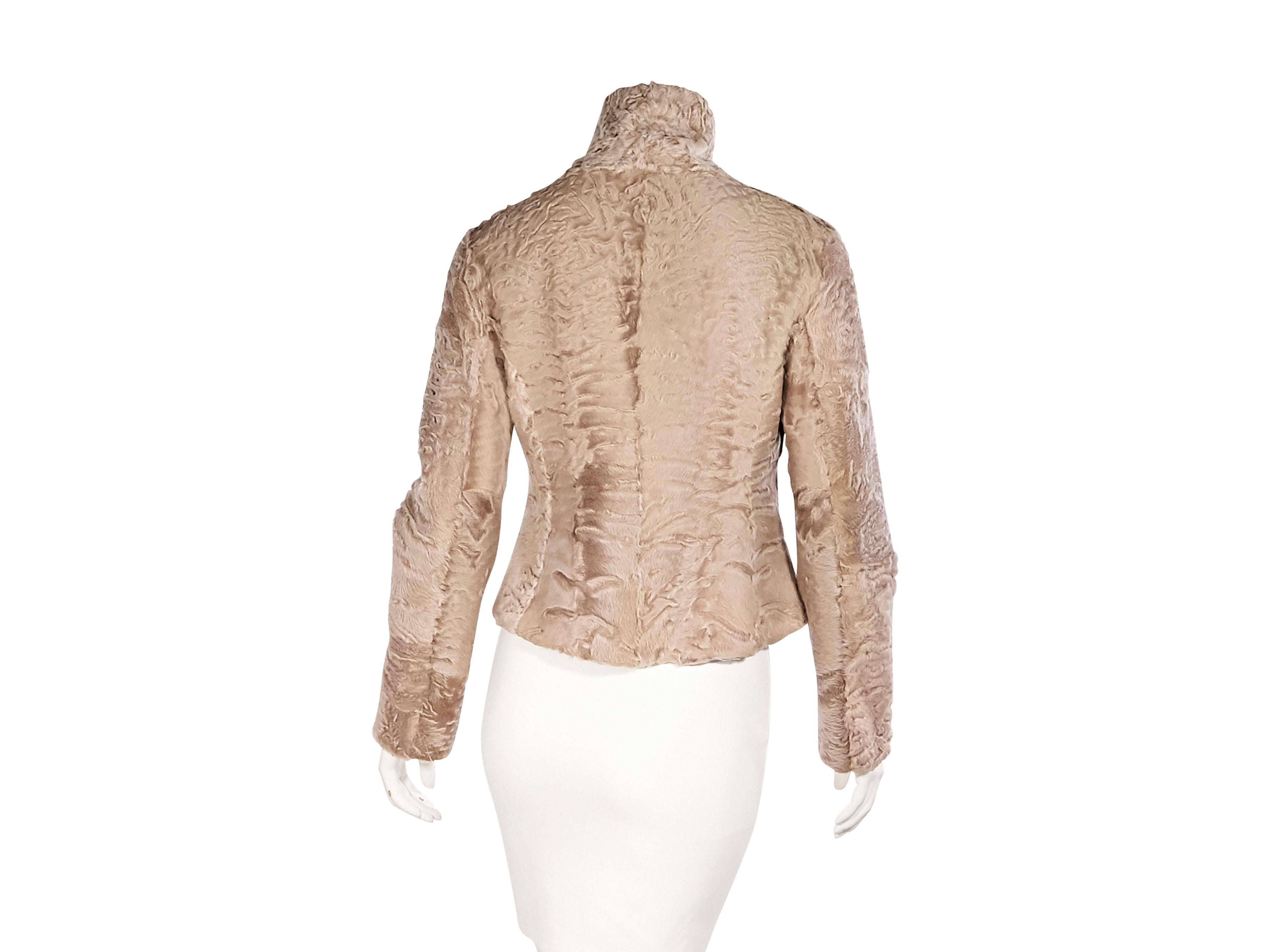 Giorgio Armani Beige Lamb Fur Cropped Jacket In Good Condition In New York, NY