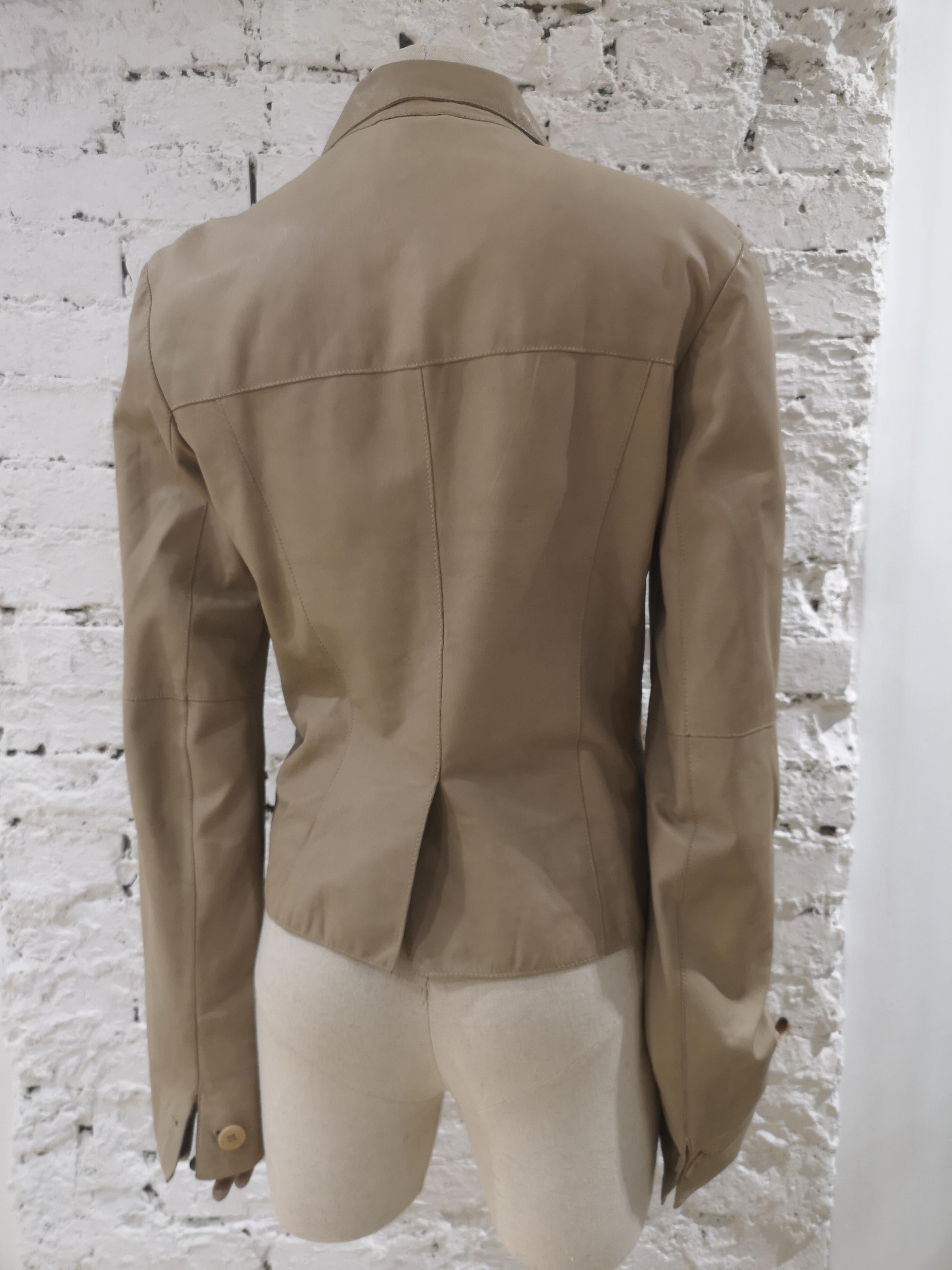 Giorgio Armani beige leather jacket For Sale 1