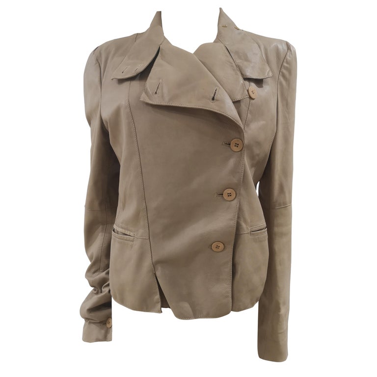 Giorgio Armani beige leather jacket at 1stDibs