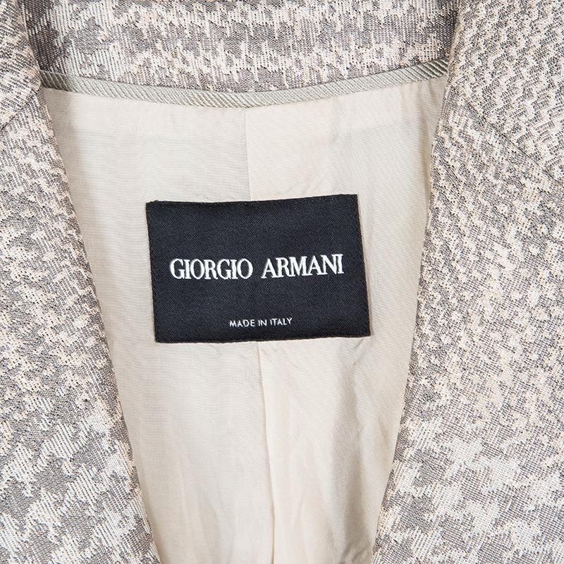 Giorgio Armani Beige Lurex Jacquard Tailored Blazer M 1