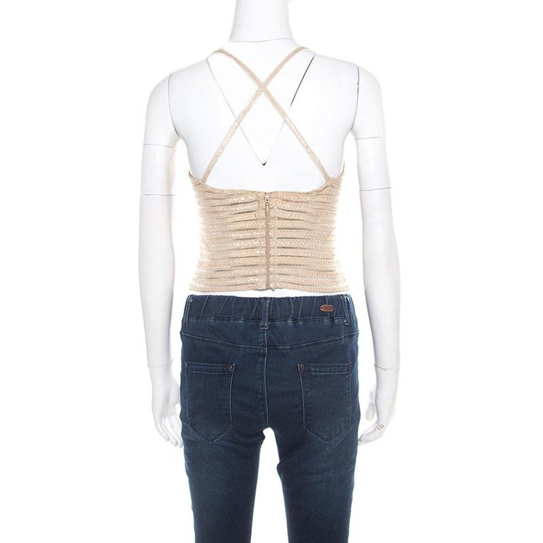 Giorgio Armani Beige Sequin Embellished Bustier Top XS at 1stDibs ...