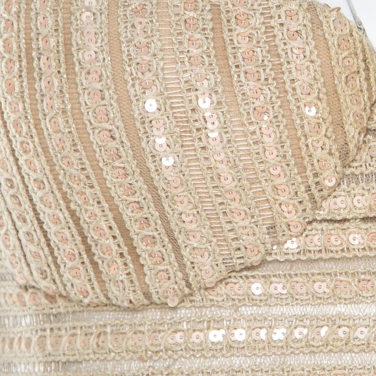 Giorgio Armani Beige Sequin Embellished Bustier Top XS at 1stDibs ...