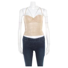 Giorgio Armani Beige Sequin Embellished Bustier Top XS