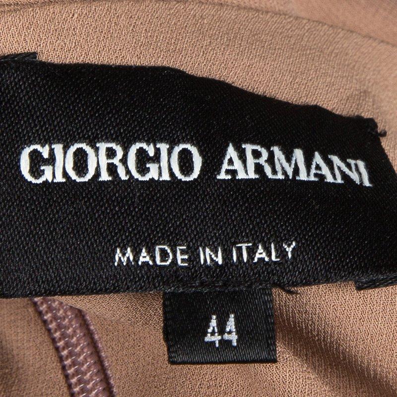 Giorgio Armani Beige Silk Draped Pleat Detail Sleeveless Dress M 1