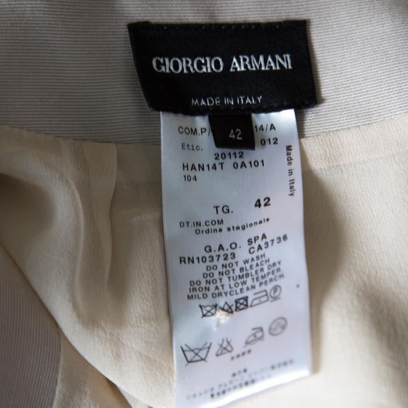Giorgio Armani Beige Silk Pleated Front Maxi Skirt M 1